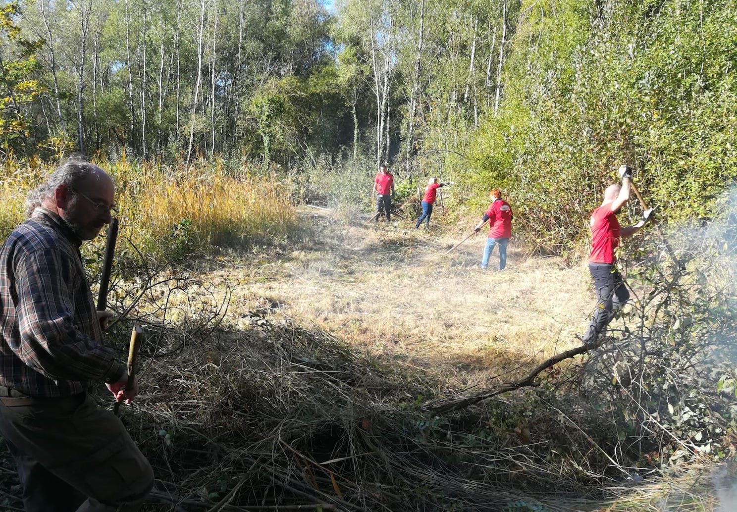 Volontaires en pleine gestion du site