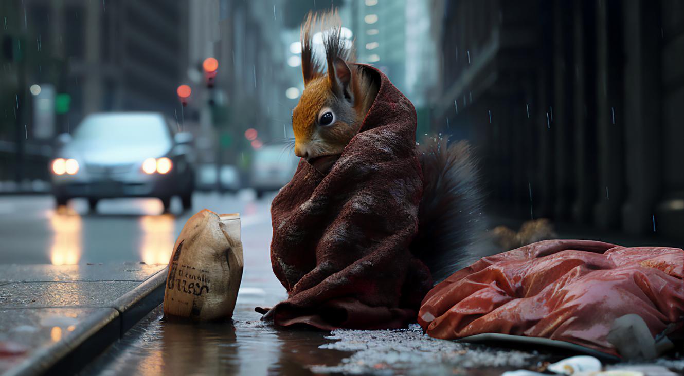 Ecureuil à la rue.